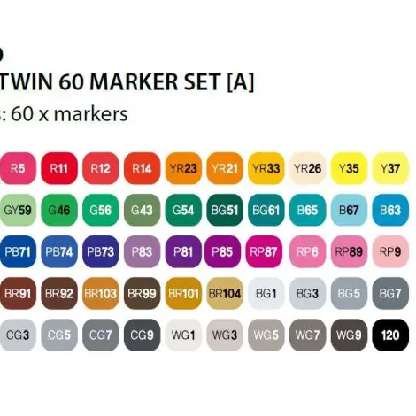 Touch Marker 2 hegyű 60db-os grafikai filctoll készlet, A változat
