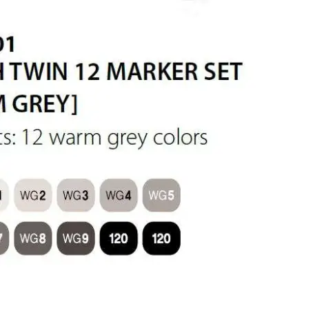 Touch Marker 2 hegyű 12 db-os grafikai filctoll készlet, Warm Grey