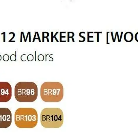Touch Marker 2 hegyű 12 db-os grafikai filctoll készlet, Wood