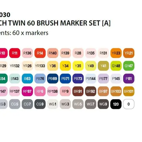Touch Brush Marker 2 hegyű 60db-os filctoll készlet, A változat
