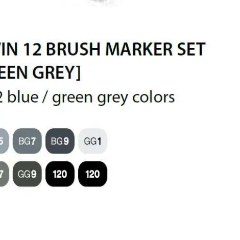 Touch Brush Marker 2 hegyű 12 db-os filctoll készlet, Blue Grey/Green Grey