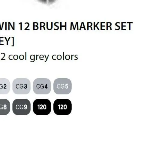 Touch Brush Marker 2 hegyű 12 db-os filctoll készlet, Cool Grey