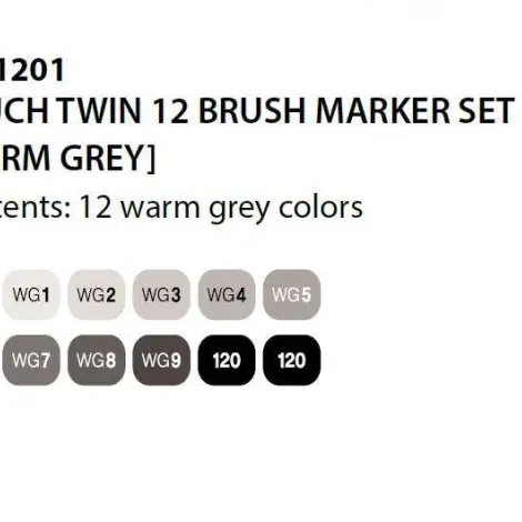 Touch Brush Marker 2 hegyű 12 db-os filctoll készlet, Warm Grey