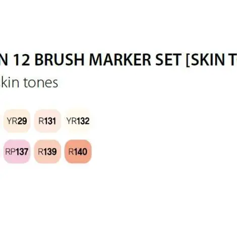 Touch Brush Marker 2 hegyű 12 db-os filctoll készlet, Skin tones