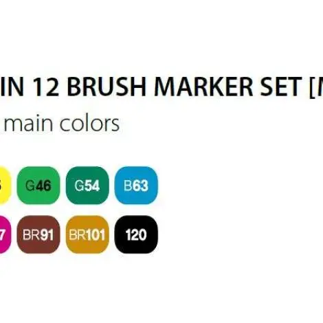 Touch Brush Marker 2 hegyű 12 db-os grafikai filctoll készlet, Main
