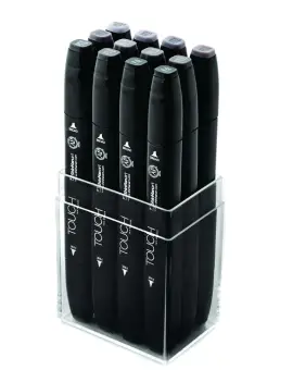 Touch Marker 2 hegyű 12 db-os grafikai filctoll készlet, Warm Grey