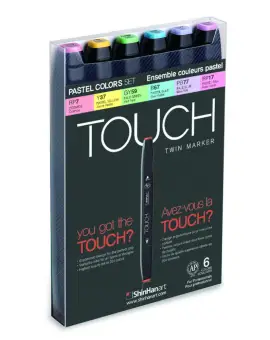 Touch Marker 2 hegyű 6 db-os grafikai filctoll készlet, pastel