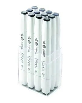 Touch Brush Marker Set of 12, Cool Grey