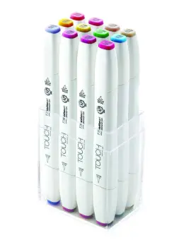 Touch Brush Marker 2 hegyű 12 db-os grafikai filctoll készlet, Pastel