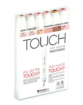 Touch Brush Marker 2 hegyű 6 db-os grafikai filctoll készlet, skin B