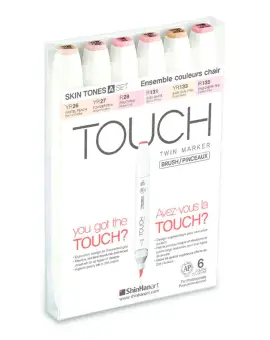 Touch Brush Marker 2 hegyű 6 db-os filctoll készlet, Skin Tones A