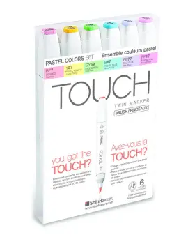 Touch Brush Marker 2 hegyű 6 db-os grafikai filctoll készlet, pastel