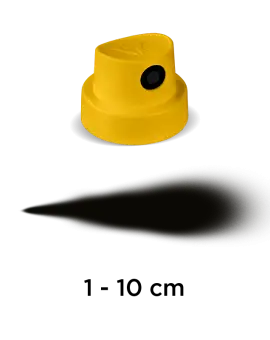 Festékszóró fej - extra vastag "Yellow" (sárga/fekete) 1-10cm