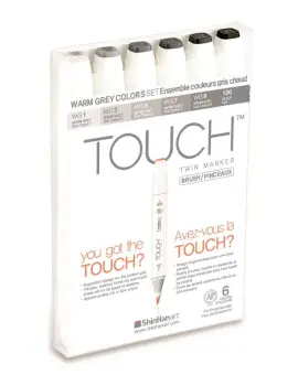 Touch Brush Marker 2 hegyű 6 db-os filctoll készlet, warm grey